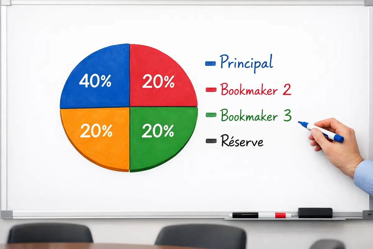 Tableau blanc avec schéma de répartition de budget en segments