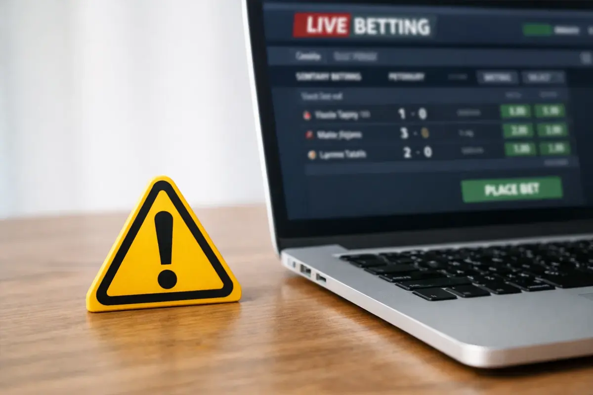 Panneau d'avertissement symbolique à côté d'un écran de paris