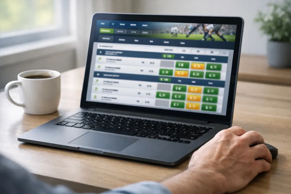 Écran d'ordinateur affichant différentes options de paris sur un match de football
